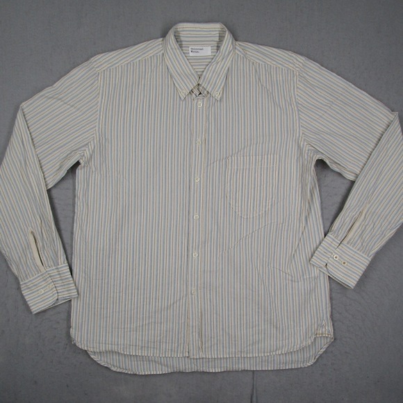 Universal Works Other - Universal Works Mens Striped Button Down Shirt Blue Brown Cotton Size M 33555